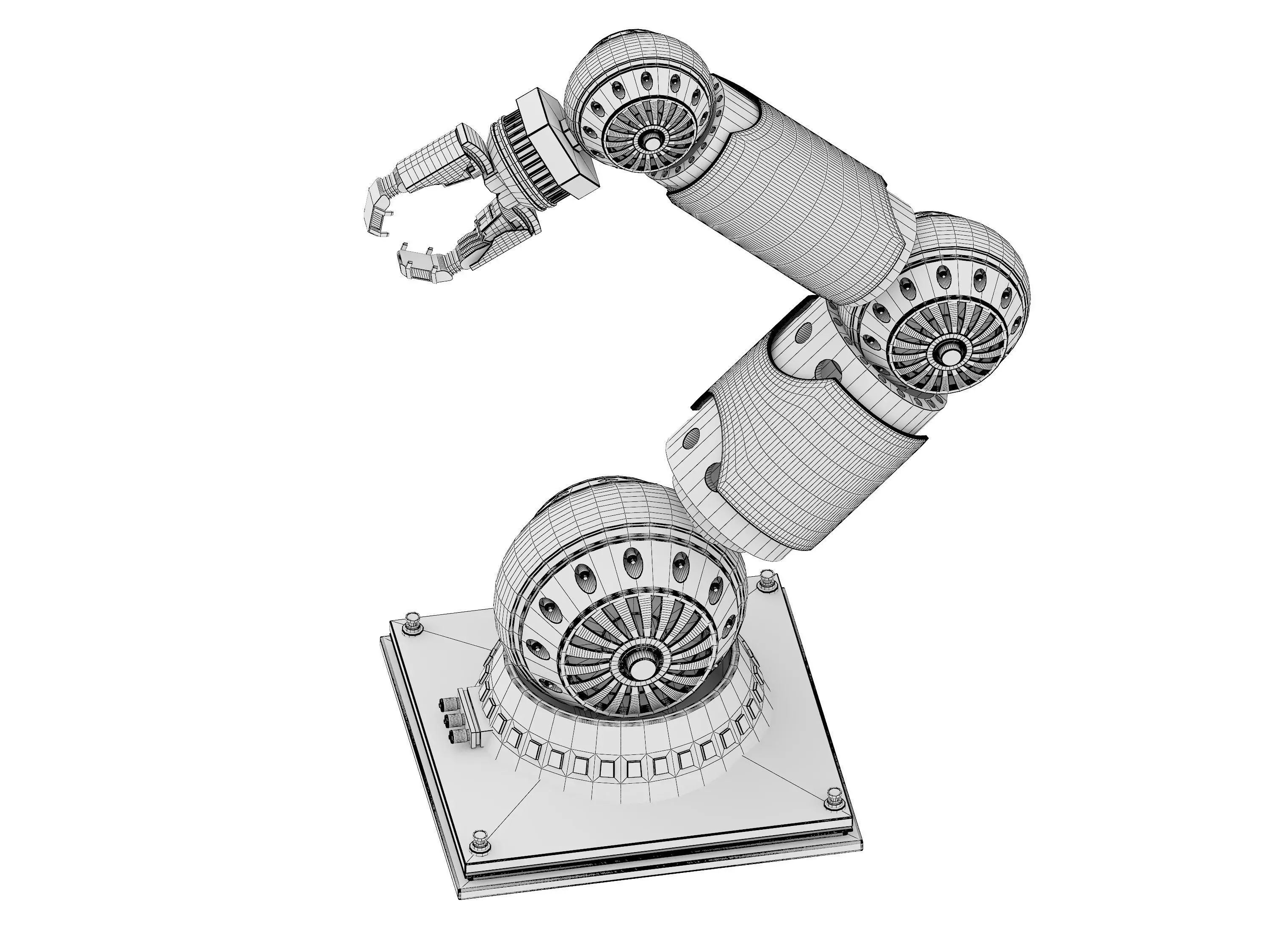 mechanical arm Low-poly 3D model_3