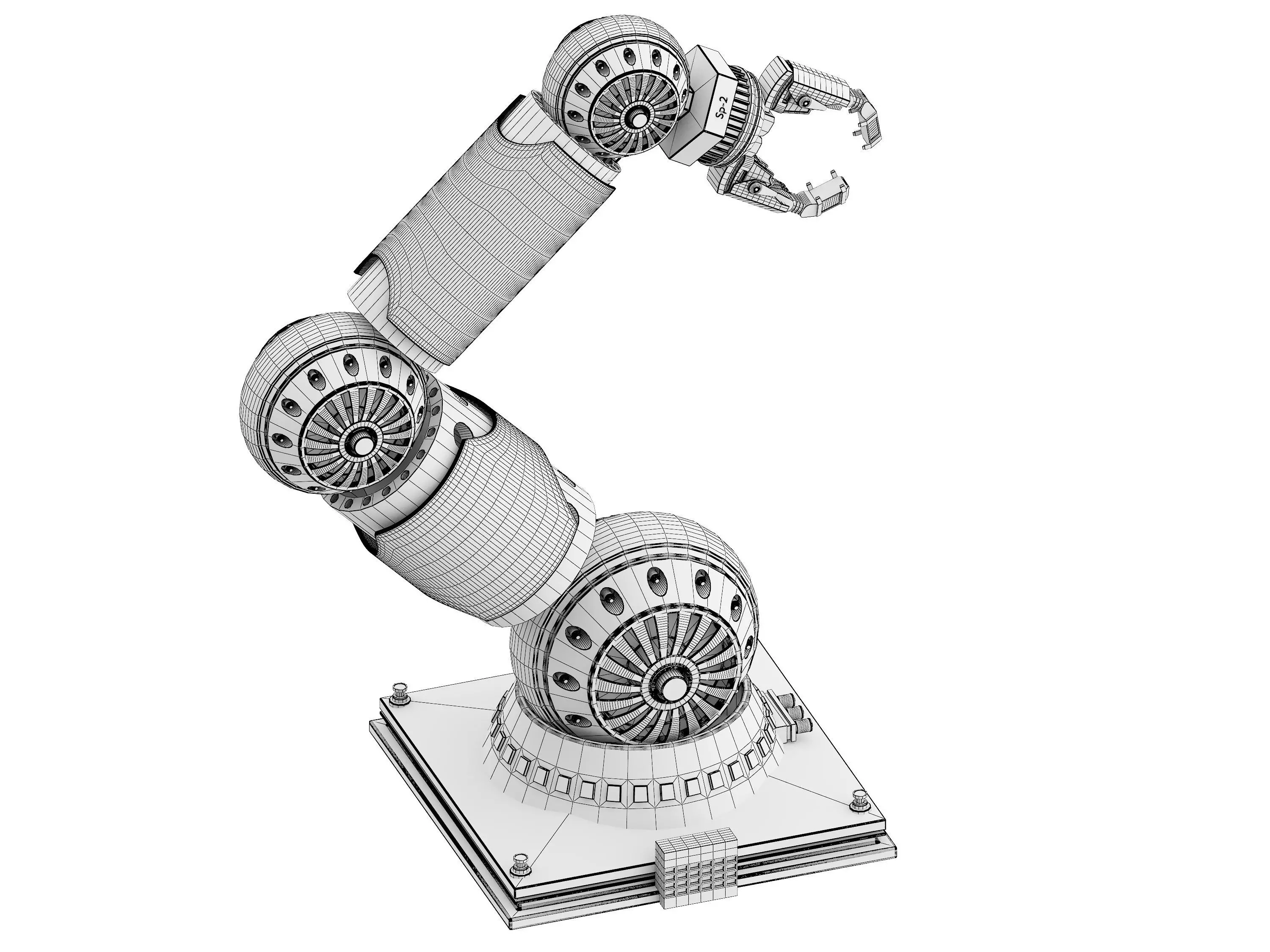 mechanical arm Low-poly 3D model_15