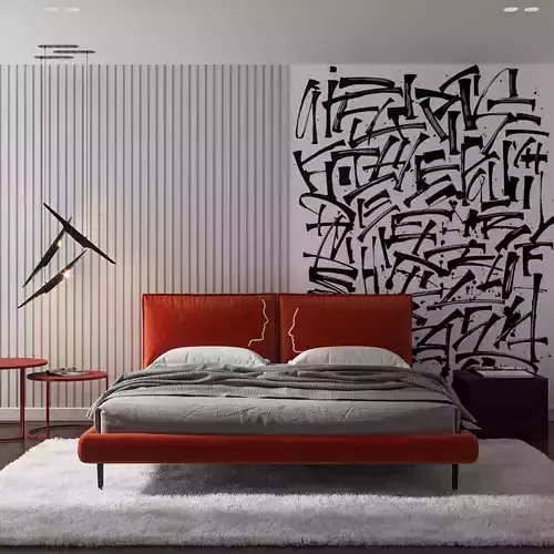 Cora Modern Orange Upholstered Bed