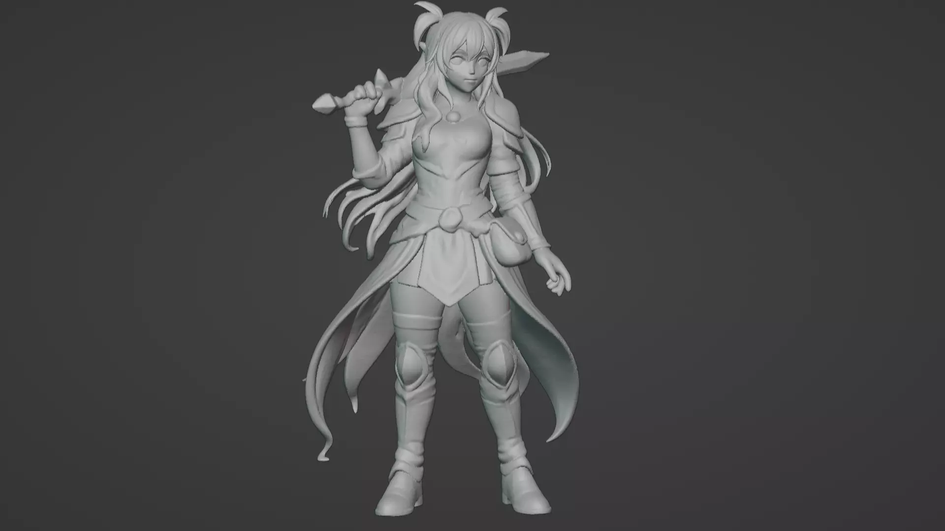 Aria Moonveil - Enchanting Fantasy Sorceress Bust 3D print model_5