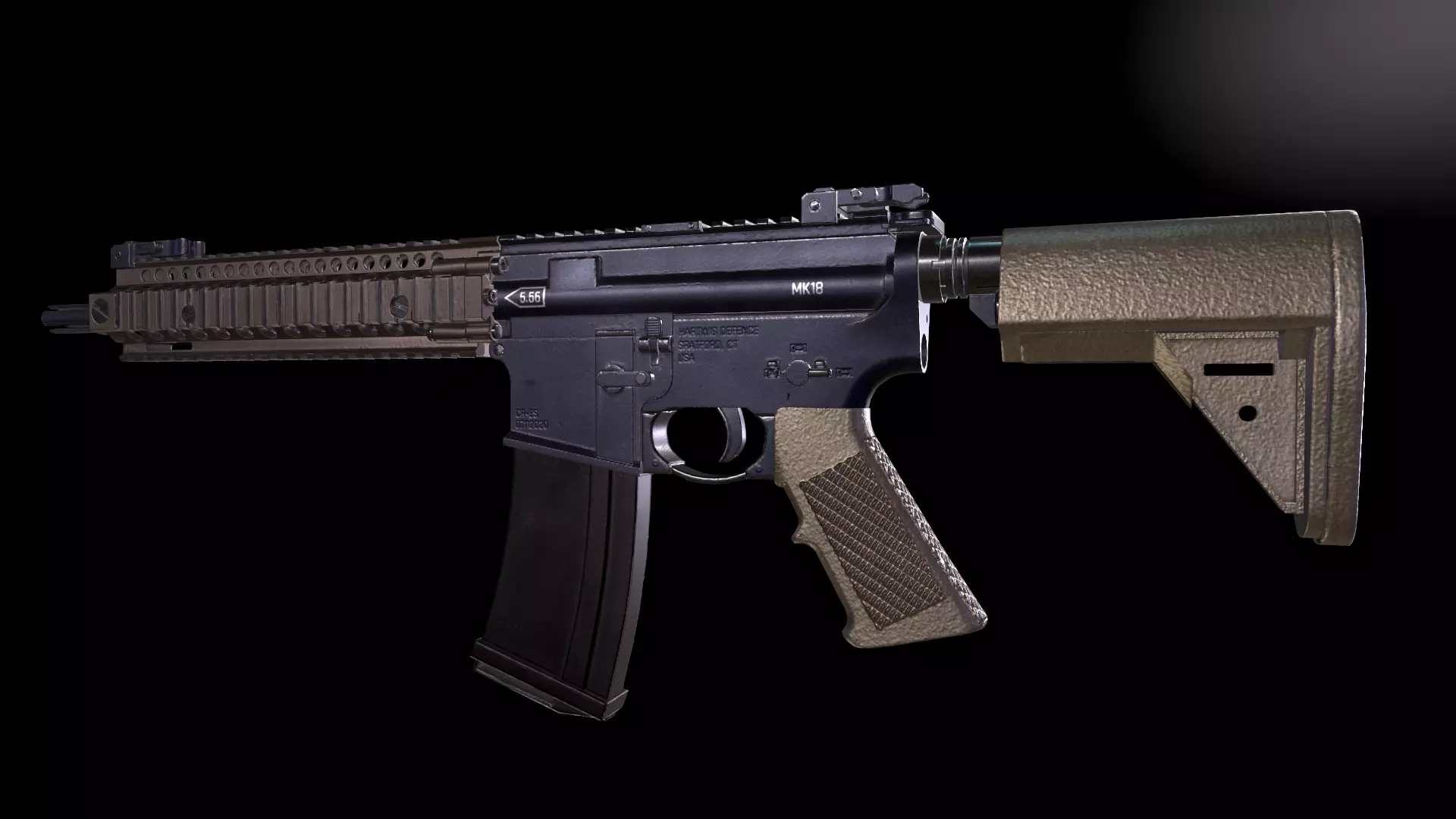 MK18 Rifle Low-poly 3D model_2