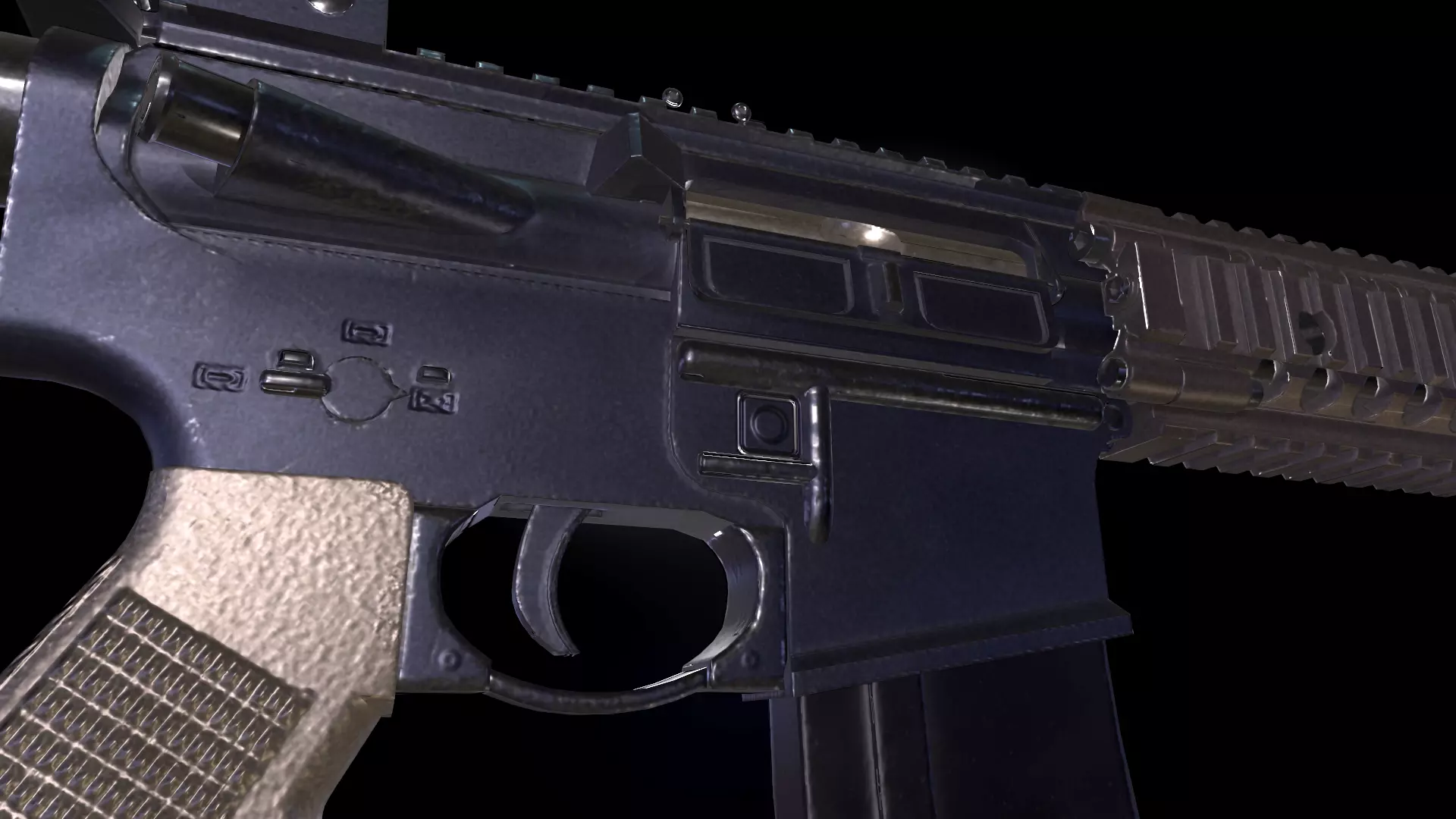 MK18 Rifle Low-poly 3D model_5