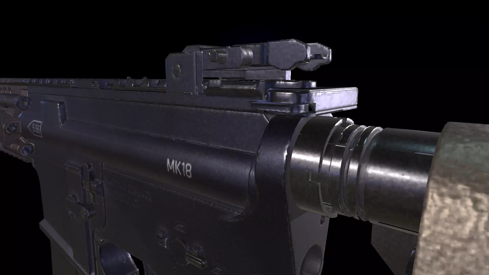 MK18 Rifle Low-poly 3D model_4