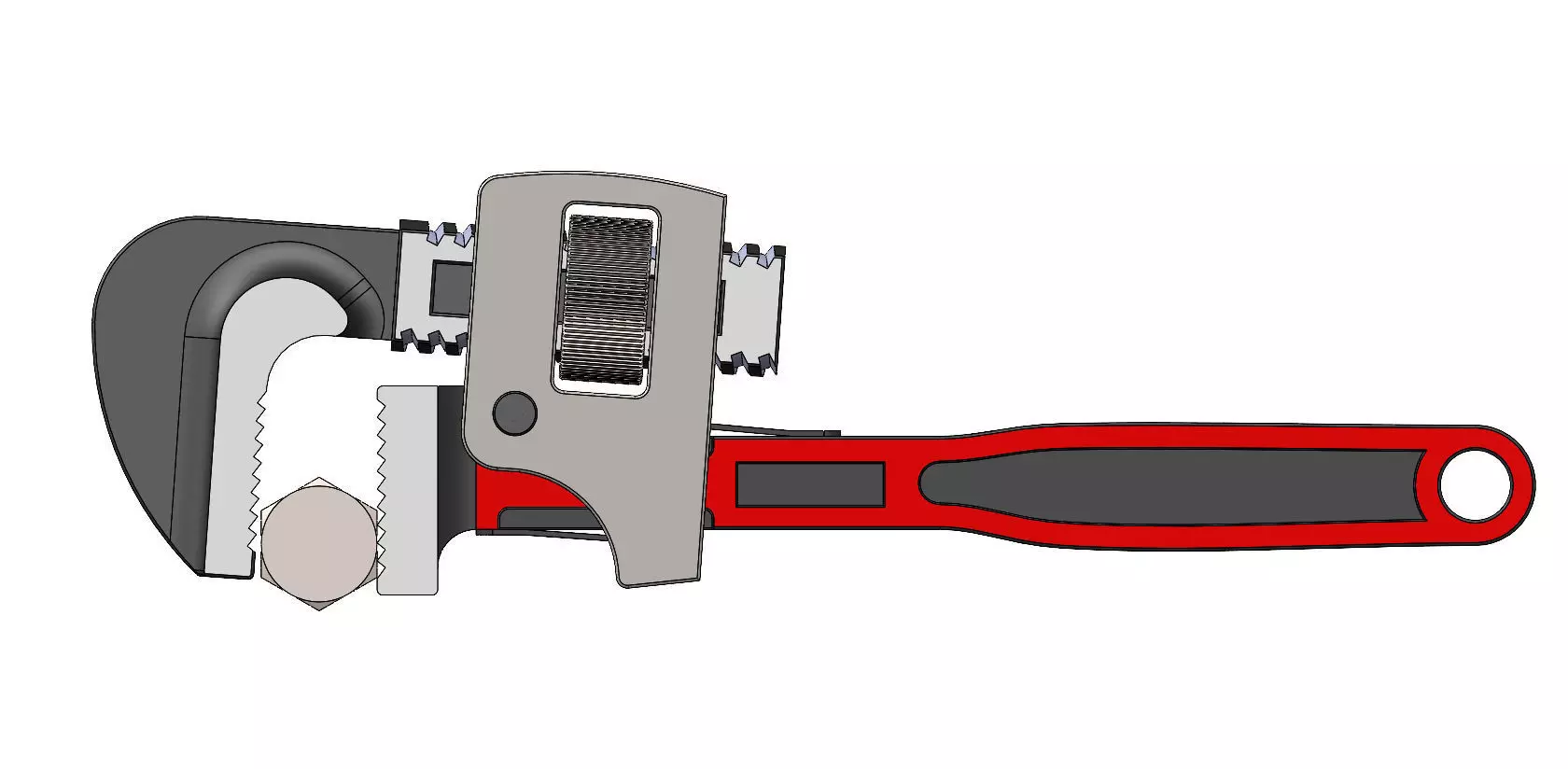 Adjustable Pipe Wrench with Bolt 3D Model Low-poly 3D model_4