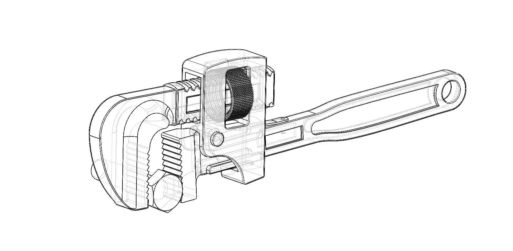 Adjustable Pipe Wrench with Bolt 3D Model Low-poly 3D model_7