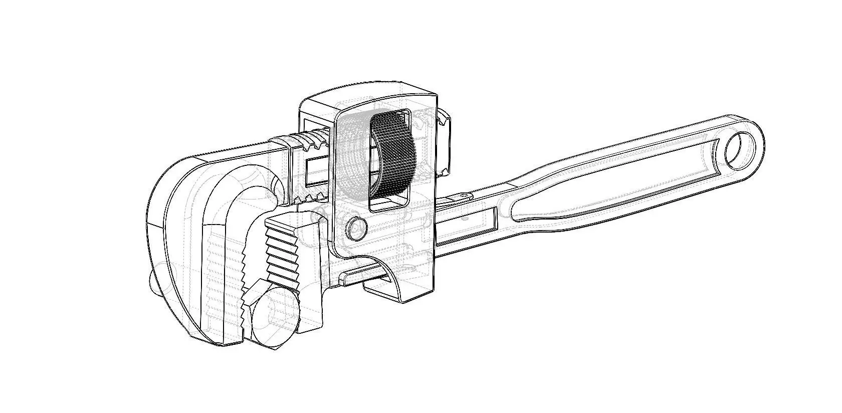 Adjustable Pipe Wrench with Bolt 3D Model Low-poly 3D model_3