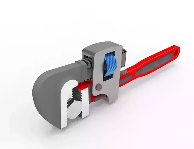 Adjustable Pipe Wrench with Bolt 3D Model  Low-poly 3D model
