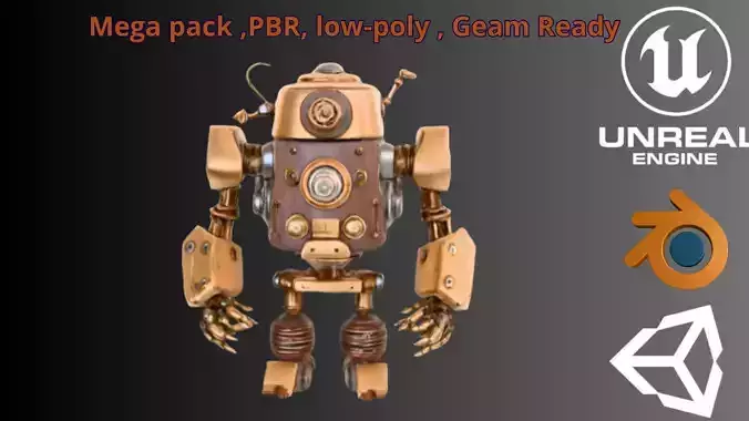 Steampunk Automaton Free low-poly 3D model