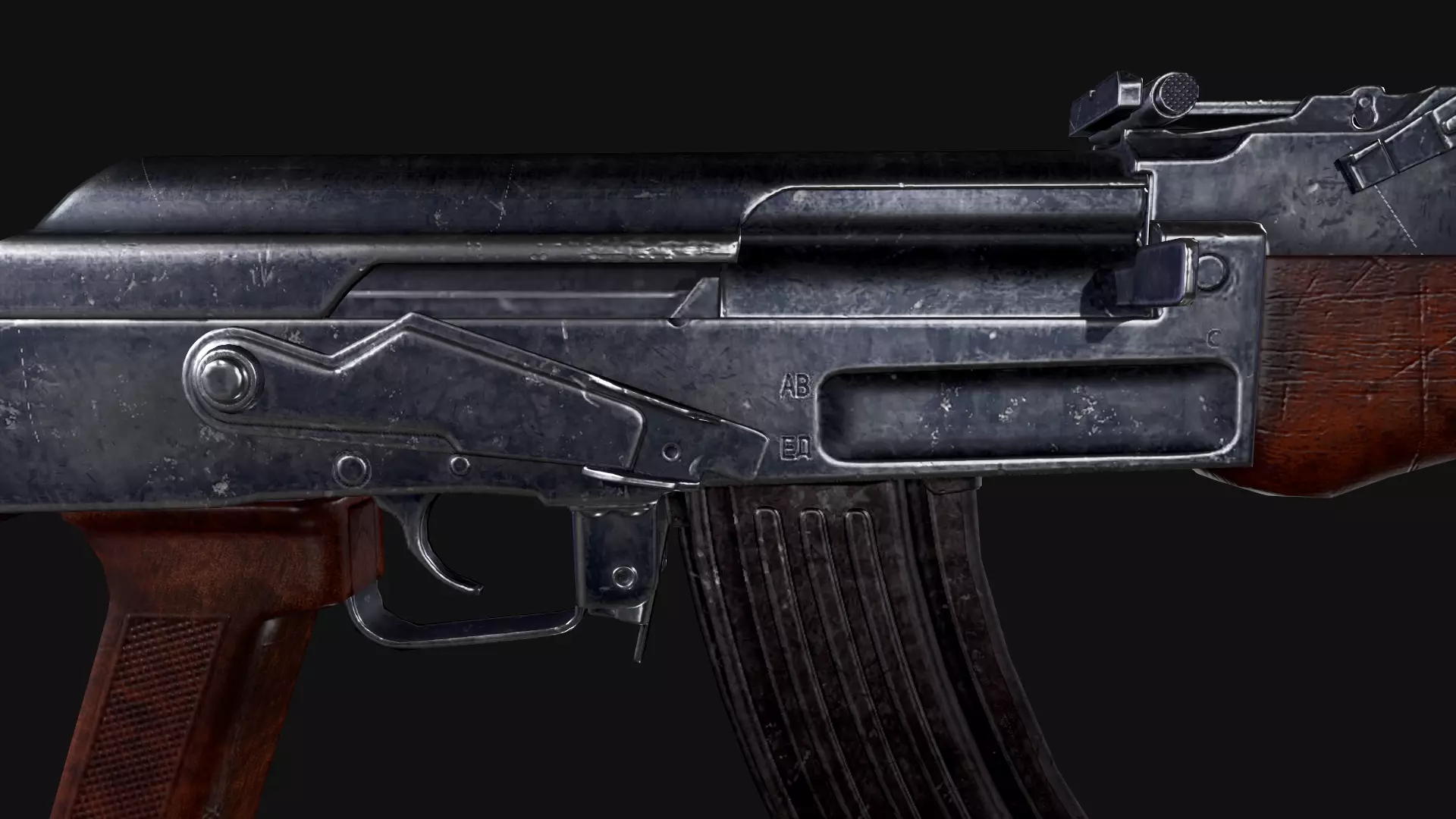 AK47 Rifle Free low-poly 3D model_3