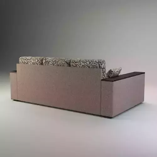 L Shape Corner Sectional Sofa Upholstered with Wooden Armrests 3D model 3
