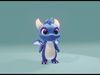 Blue Baby Dragon 3D Character with Audio Unity and Unreal Ready Low-poly 3D model_1