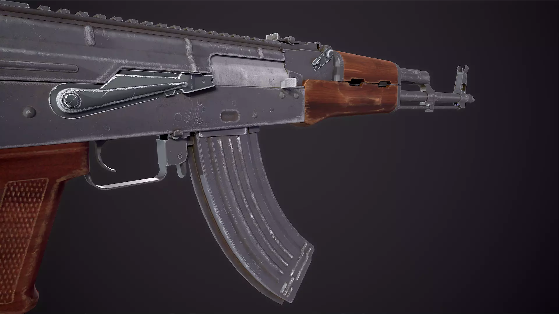 AKM Rifle Free low-poly 3D model_2