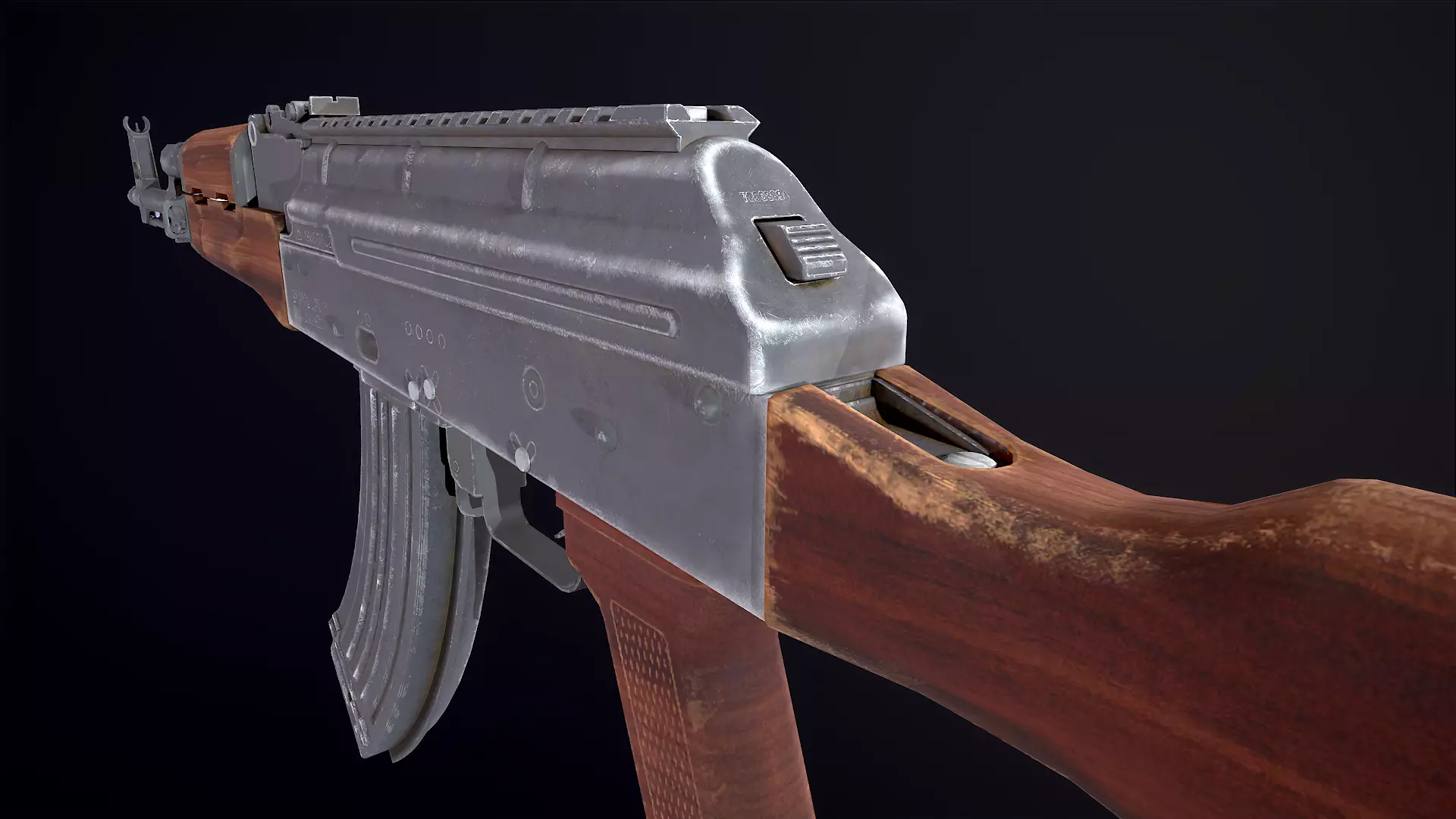 AKM Rifle Free low-poly 3D model_6