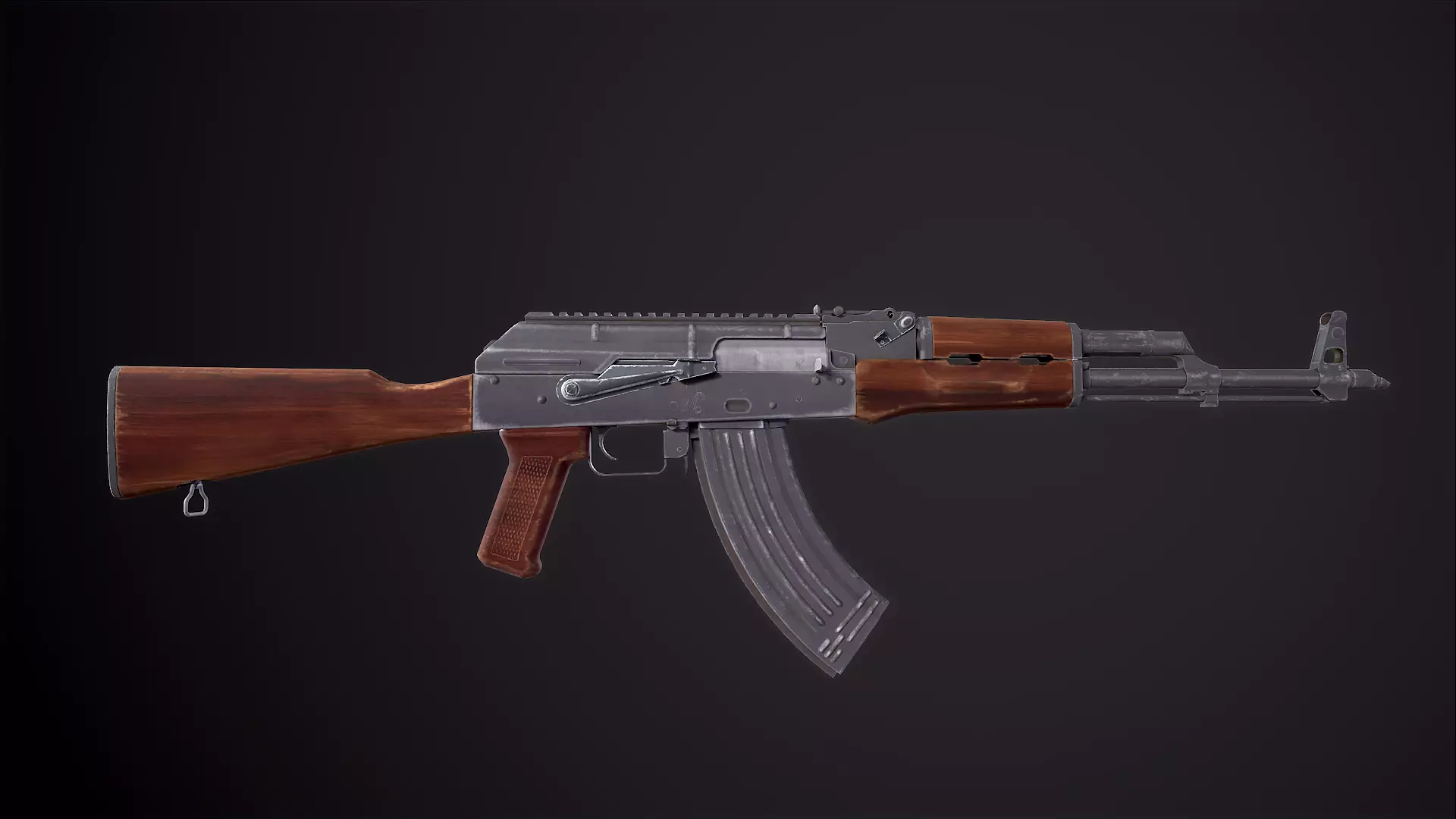 AKM Rifle Free low-poly 3D model_0