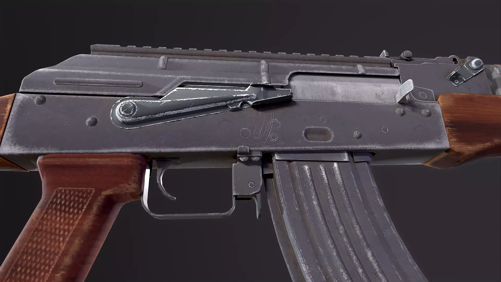 AKM Rifle Free low-poly 3D model_3