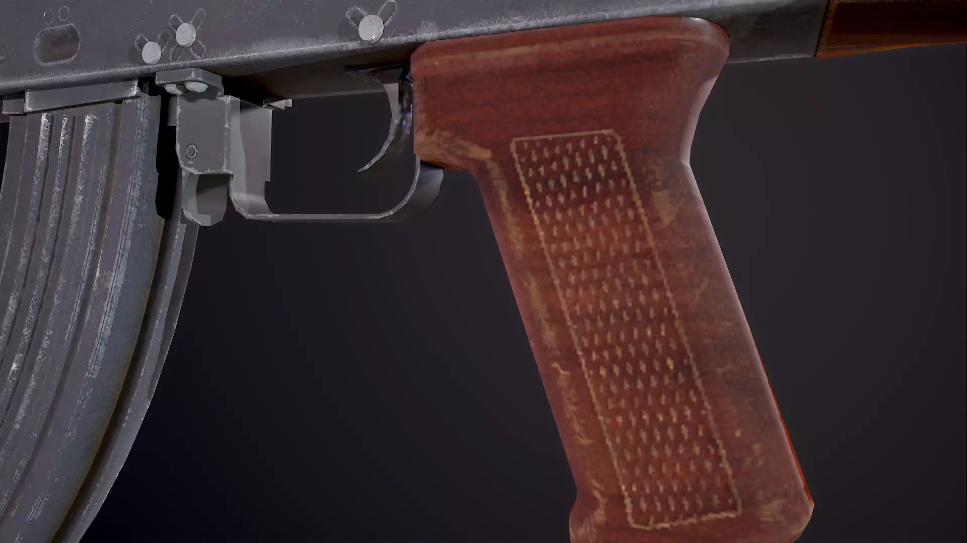 AKM Rifle Free low-poly 3D model_9