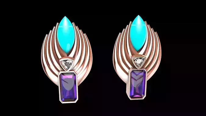 trillion Emerald cut Earrings