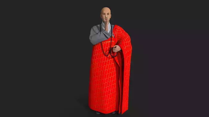 Shaolin monk Low-poly 3D model