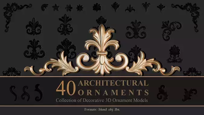 3D Architectural Ornament Collection Low-poly 3D model