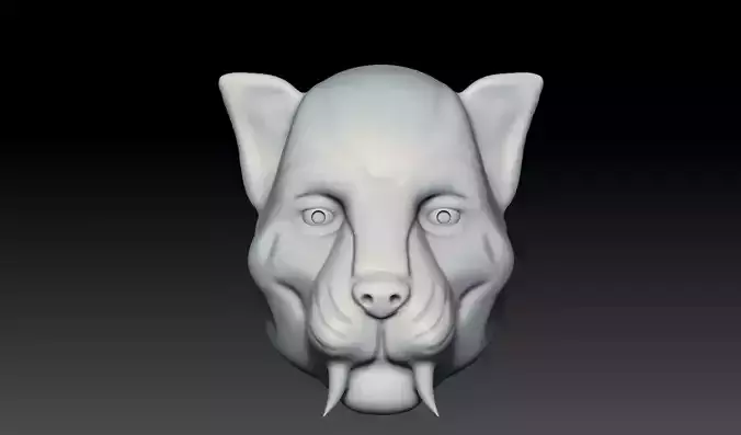 Realistic Tiger Head 3D Print Model
