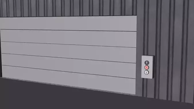 Industrial Warehouse Animated Sectional Doors and Control Panel Free 3D model