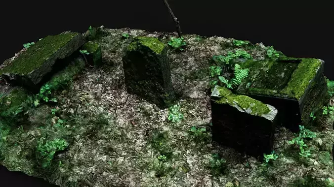 ancient graveyard tombstone mossy ruins PBR photogrammetry