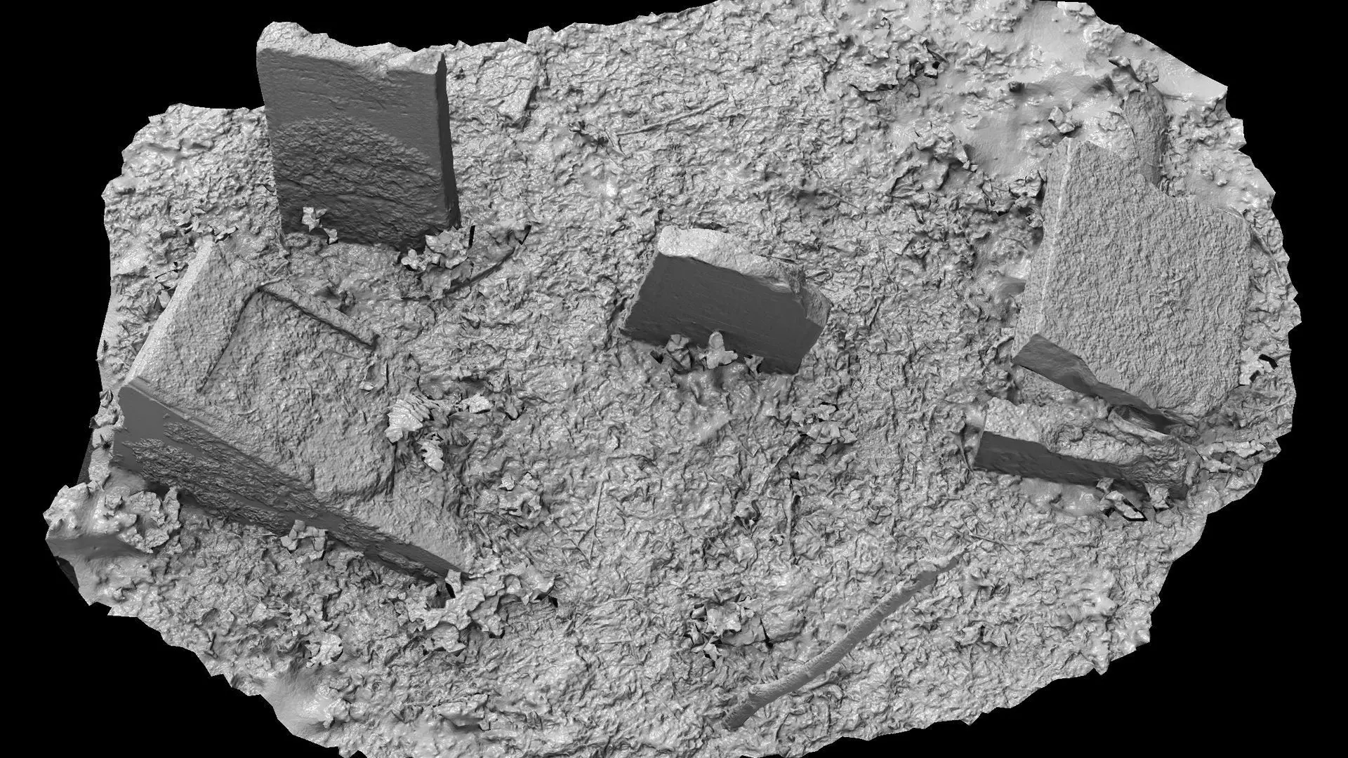 ancient graveyard tombstone mossy ruins PBR photogrammetry Low-poly 3D model_6