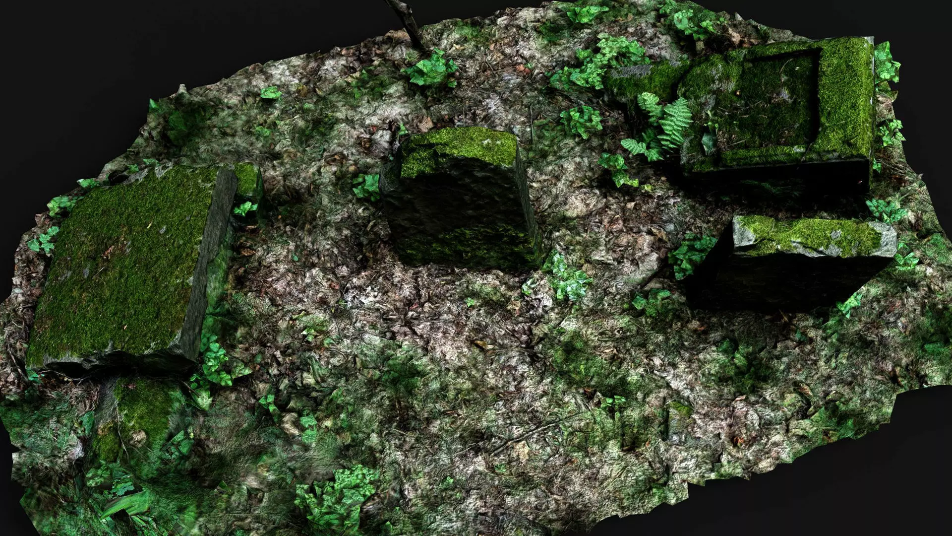 ancient graveyard tombstone mossy ruins PBR photogrammetry Low-poly 3D model_4