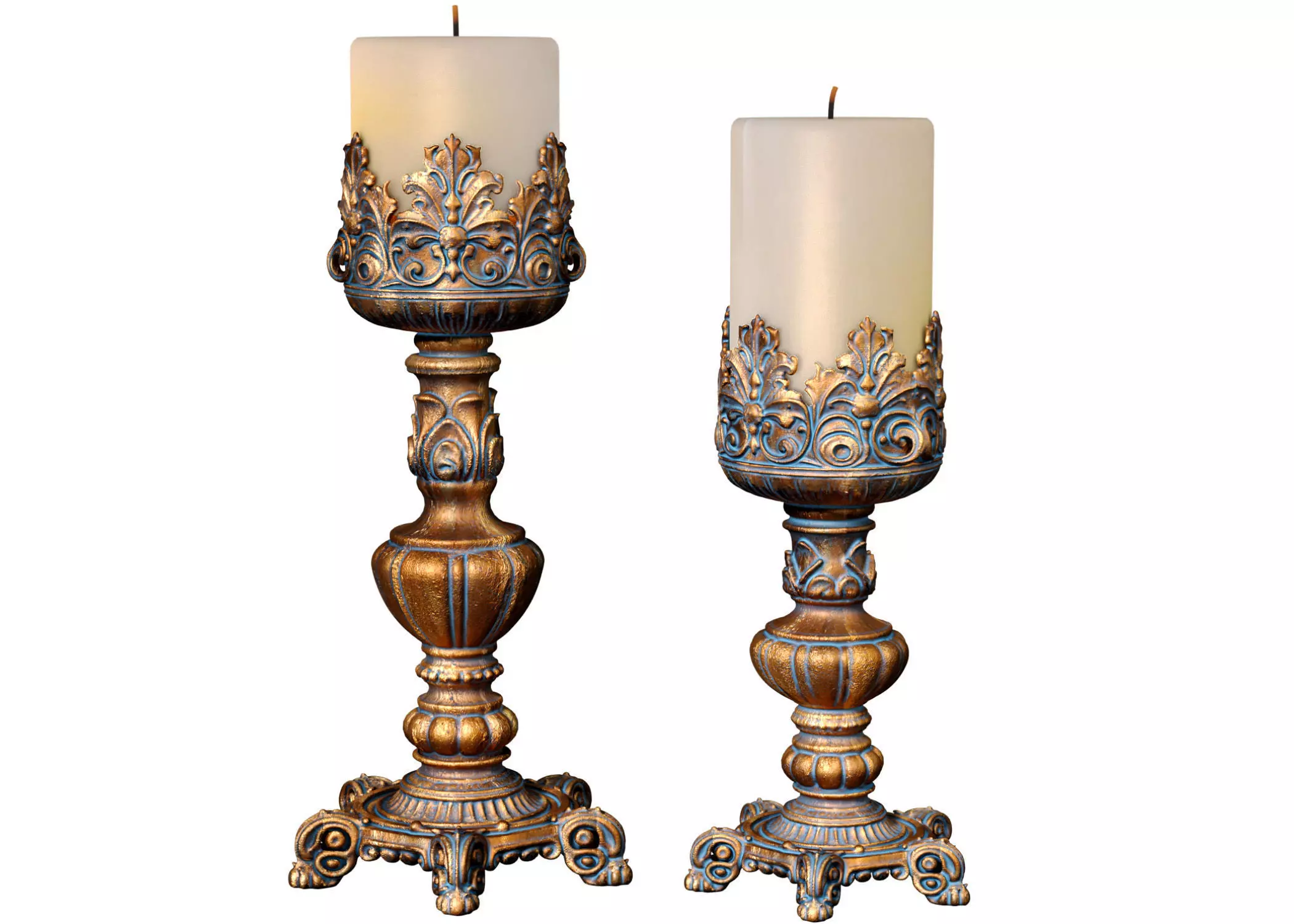 Bronze Antique Rustic Candlesticks Candle Holder Classic Style 3D model