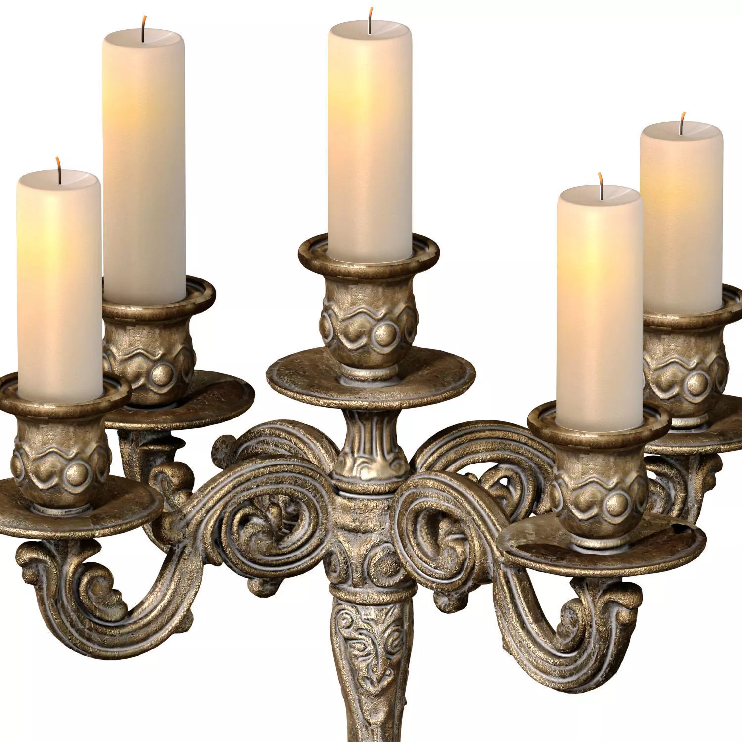 Bronze Tabletop Antique Metal classic Candlestick Candelabra 3D model_2