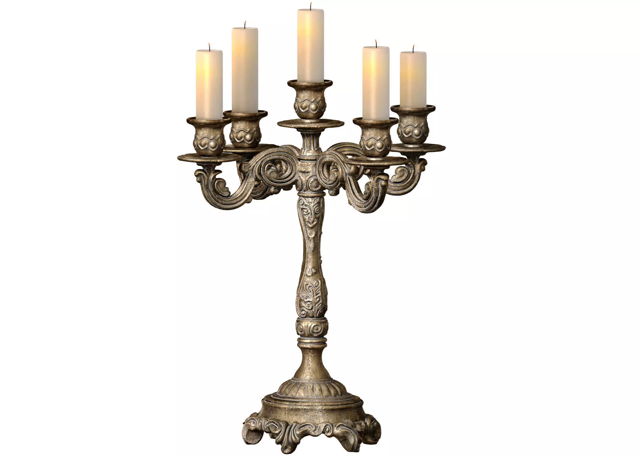 Bronze Tabletop Antique Metal classic Candlestick Candelabra 3D model_0