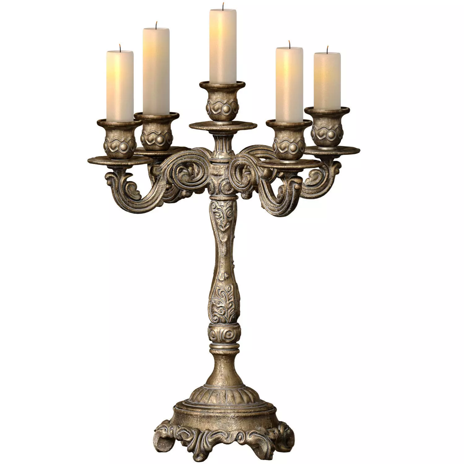 Bronze Tabletop Antique Metal classic Candlestick Candelabra 3D model_1