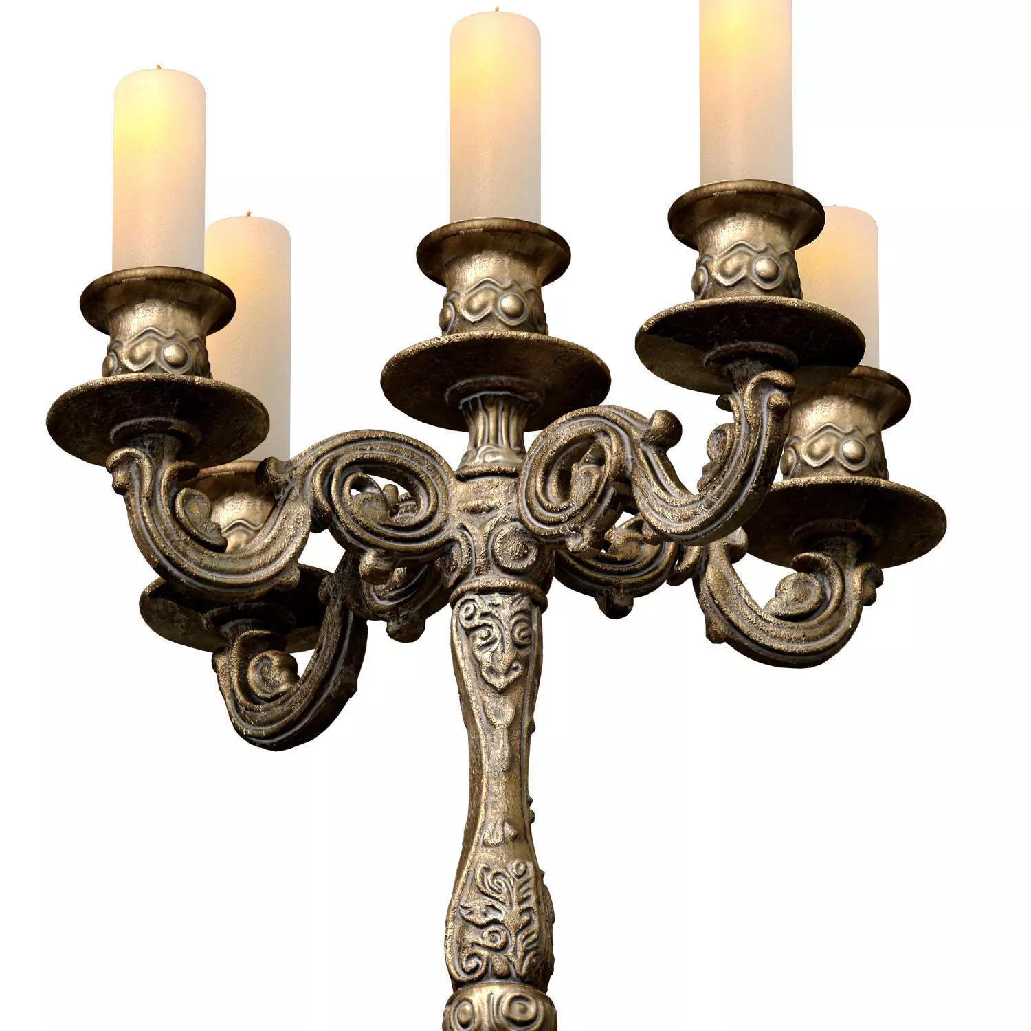 Bronze Tabletop Antique Metal classic Candlestick Candelabra 3D model_3