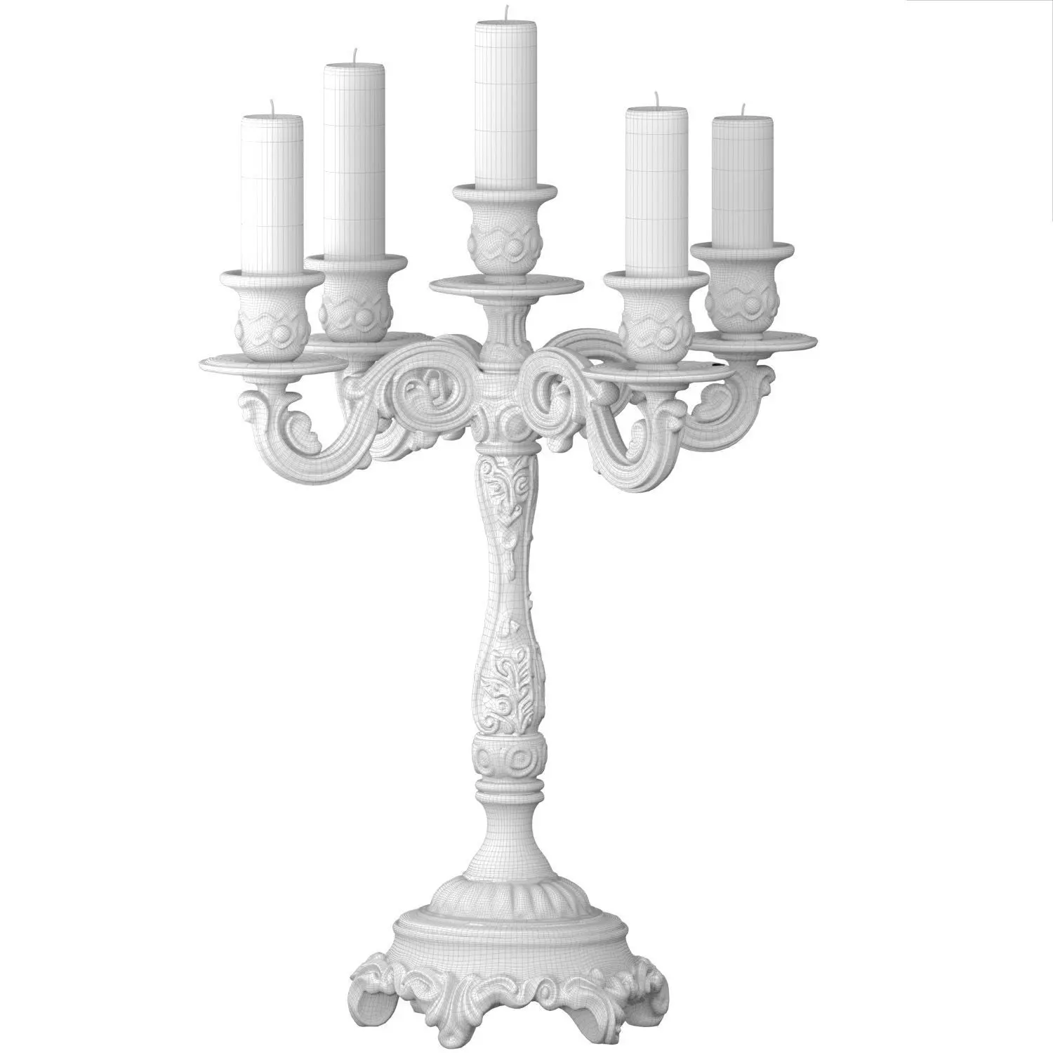 Bronze Tabletop Antique Metal classic Candlestick Candelabra 3D model_4