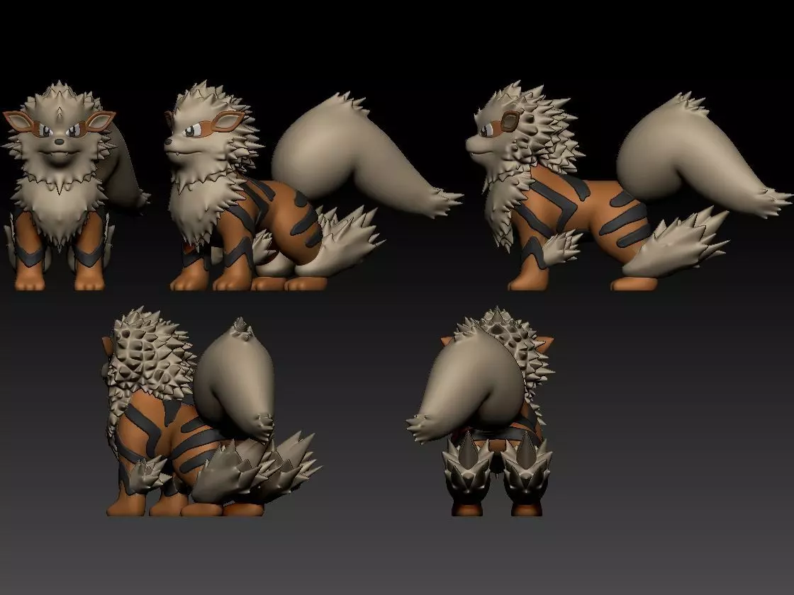 Arcanine Pokemon Fanart 2 Poses 3D print model_1