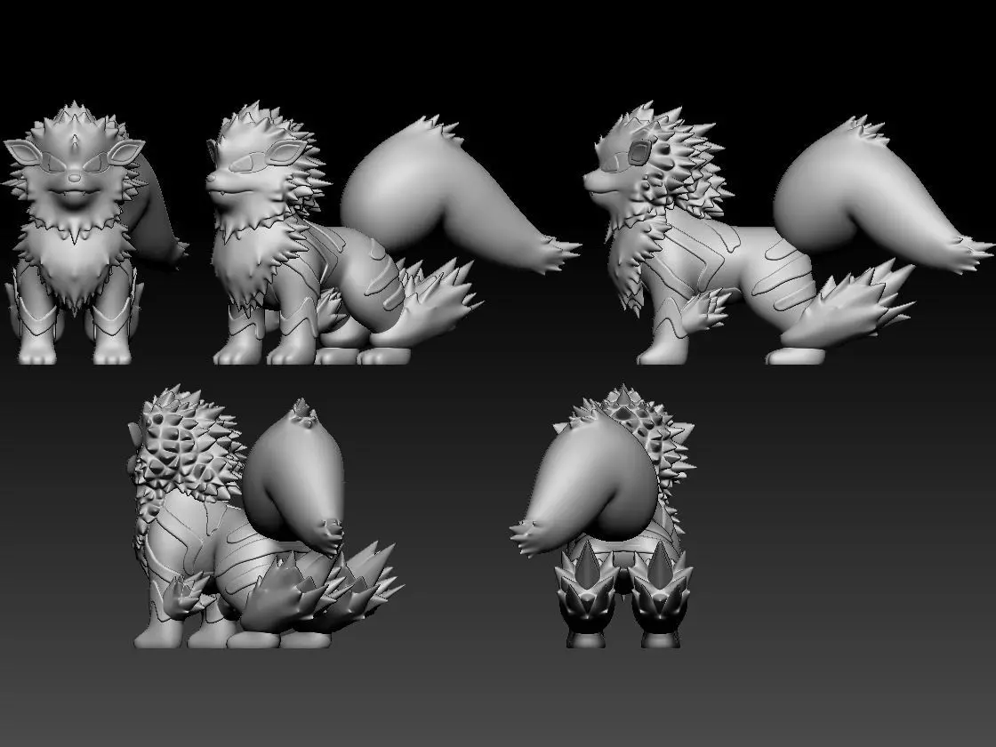 Arcanine Pokemon Fanart 2 Poses 3D print model_2