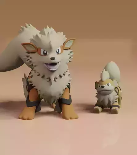 Growlithe Arcanine Pokemon Fanart 2 Poses 