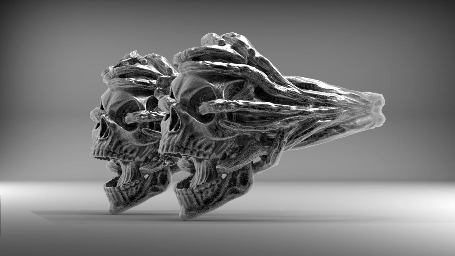 Skull ring Wedding STL 3d model for 3d printer 3D print model_1