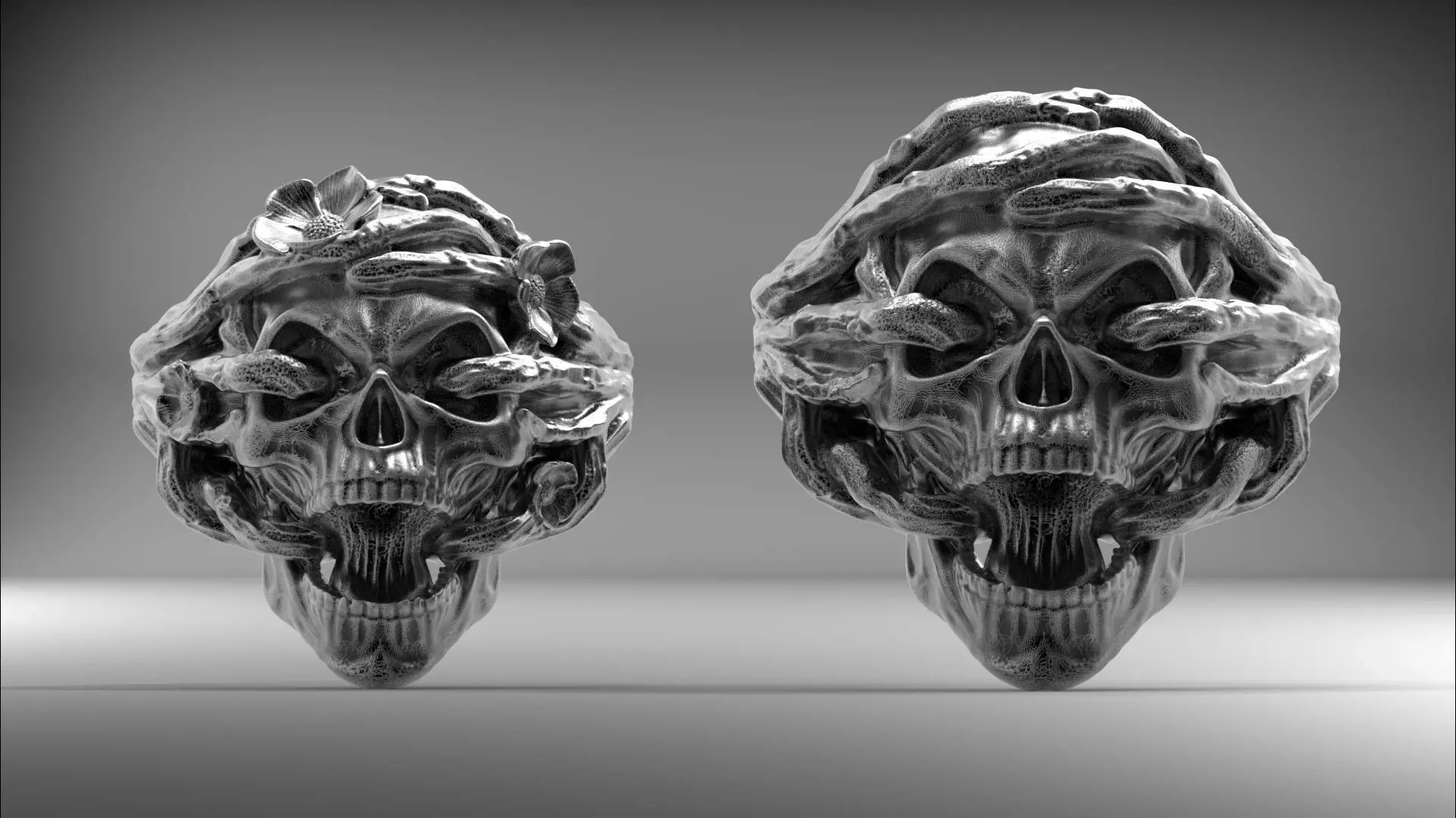 Skull ring Wedding STL 3d model for 3d printer 3D print model_0