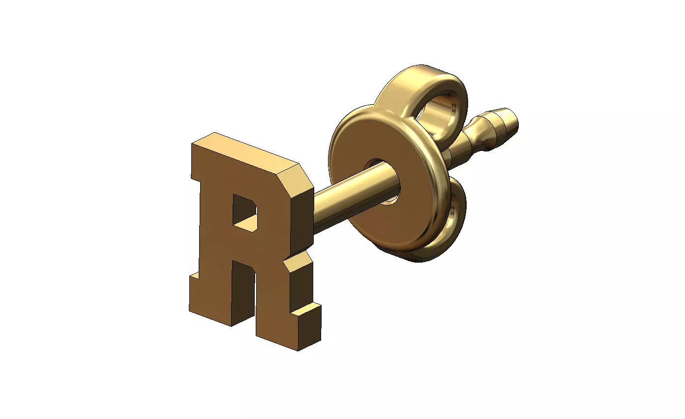 R letter varsity font stud earring 3D print model