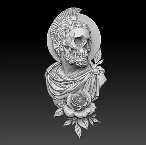 Skull and Rose Relief