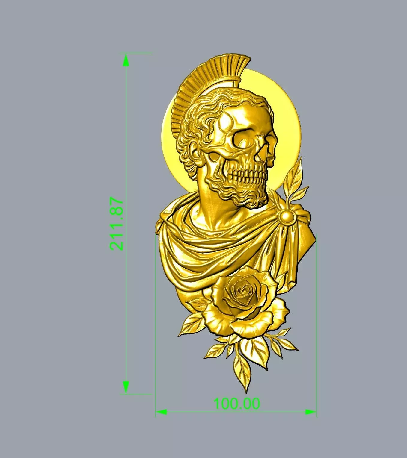 Skull and Rose Relief 3D print model_3