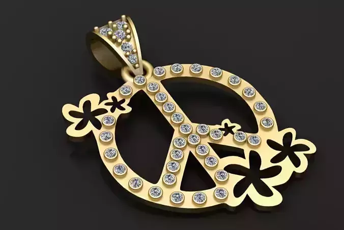 peace pendant 3D printable model 