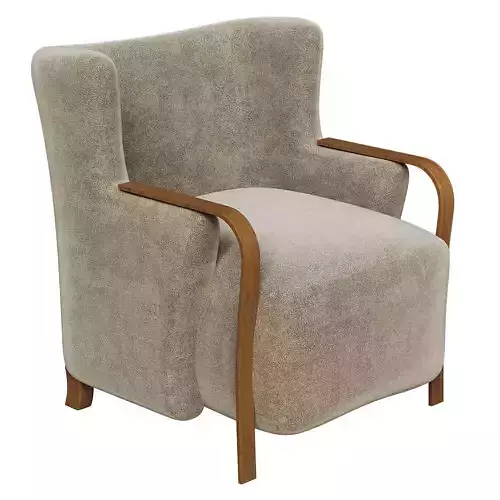 Emma Solid Ash Wood Fabric Accent Chair