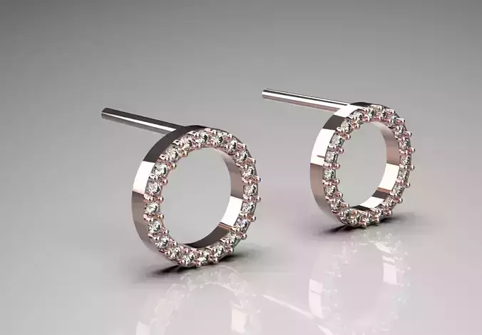 Rose Gold Diamond Hoop stl Earrings je0115 3D print model