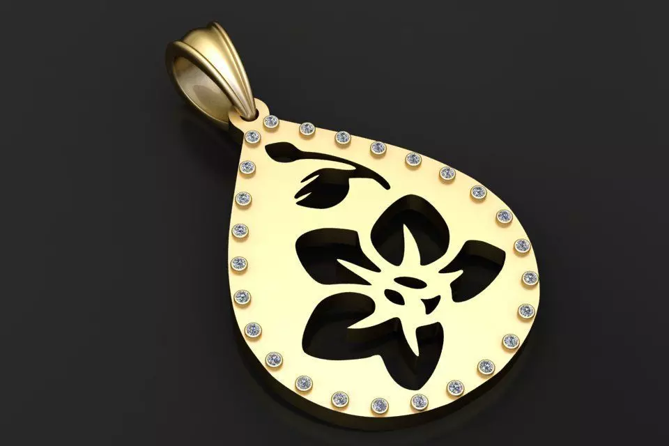 gold teardrop pendant 3D printable model 3D print model