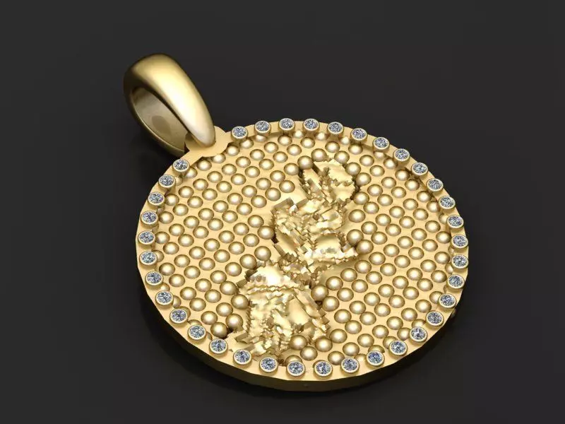 gold round pendant 3D printable model 3D print model