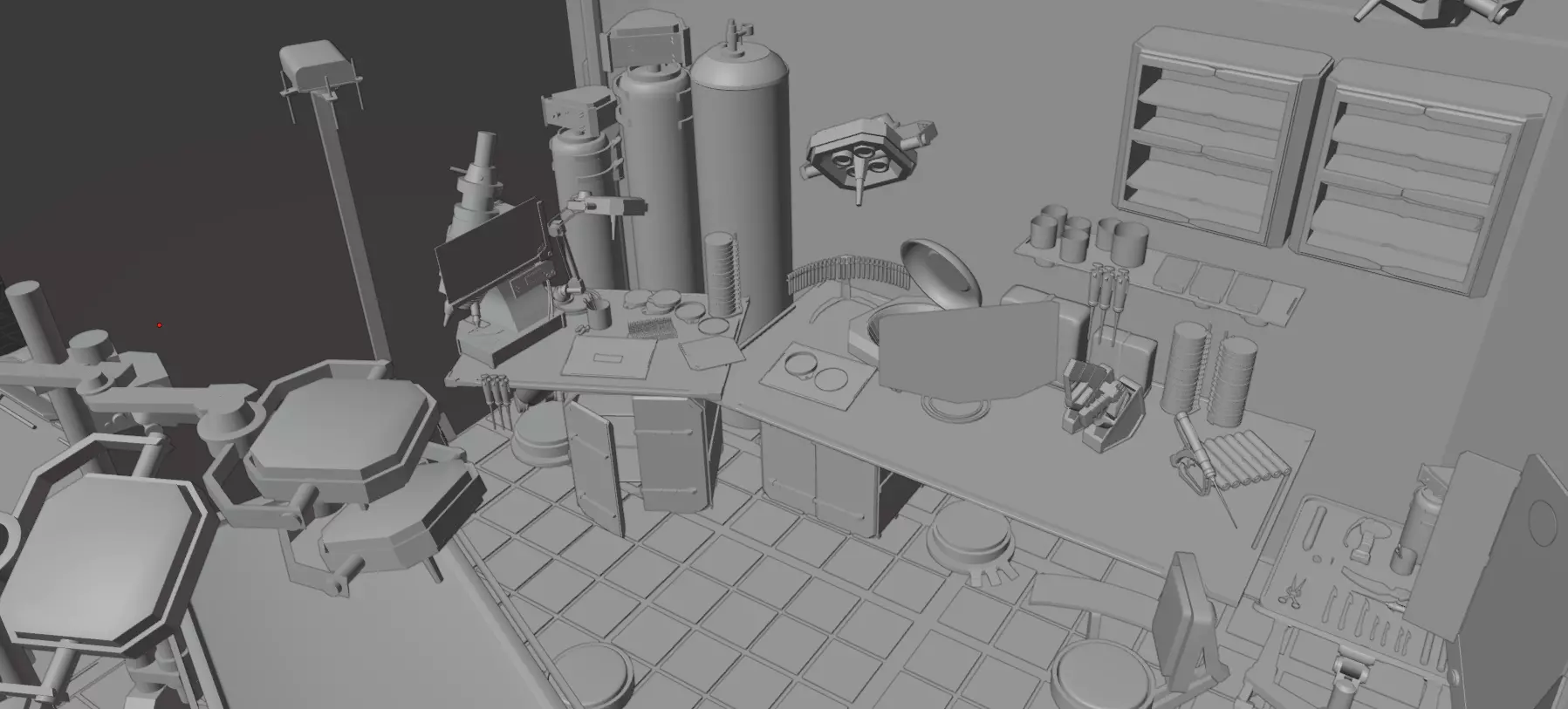 sci-fi Medical Clinic  Low-poly 3D model_0