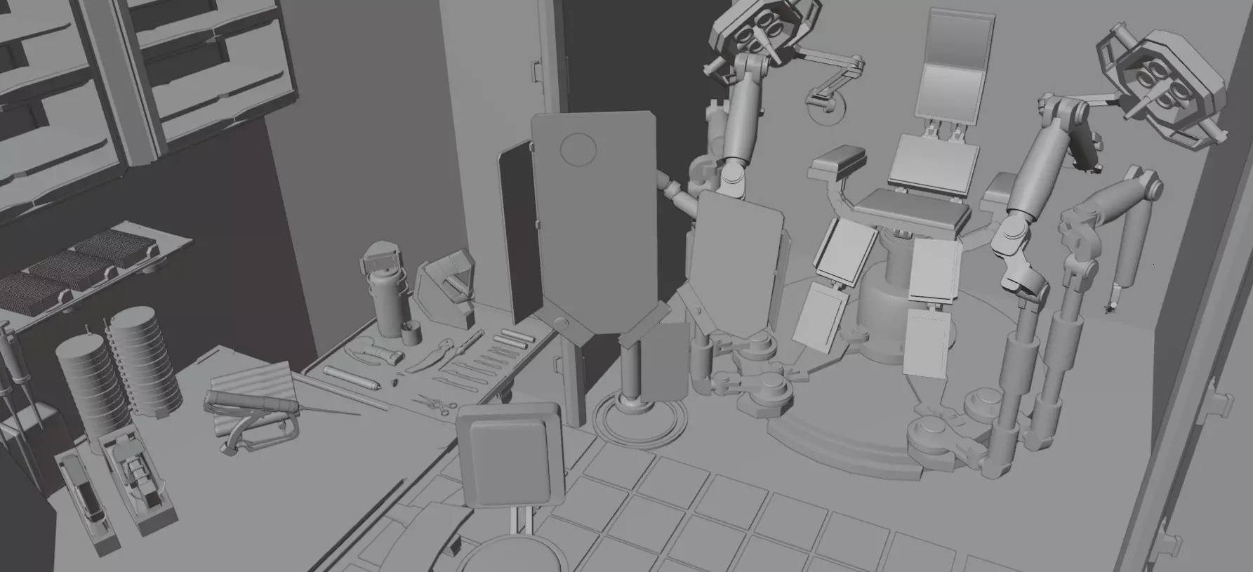 sci-fi Medical Clinic  Low-poly 3D model_1