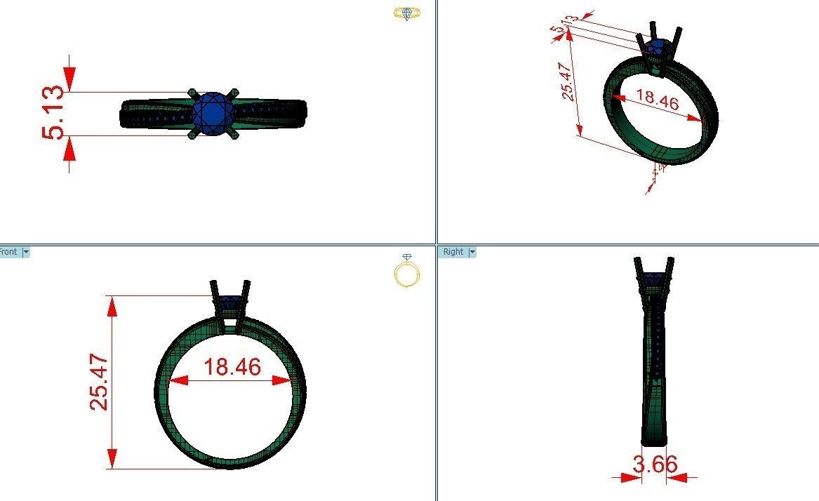 Solitaire Diamond Ring 3D print model_17